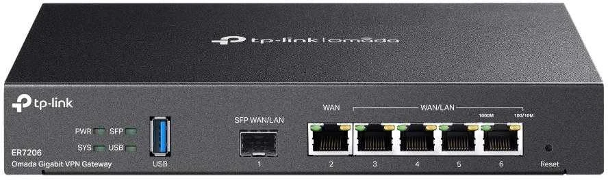 Šakotuvas TP-LINK SafeStream Gigabit Multi-WAN VPN Maršrutizatorius TL-ER7206 10/100/1000 Mbit/s, Ethernet LAN (RJ-45) jungtys 2, 2 Keičiami Gigabit RJ45 WAN/LAN prievadai, 1 × 10/100 RJ4/100 WAN Uostas