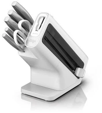 Ninja Kitchen StaySharp nerūdijančio plieno 6 dalių peilių rinkinys + baltas peilių laikymo blokas - K62006EUWH