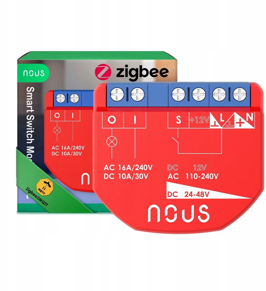 Nous Išmani relė / jungiklis su sauso kontakto jungtimis, 1 kanalo, be galios matavimo ZigBee 2MQTT, TUYA