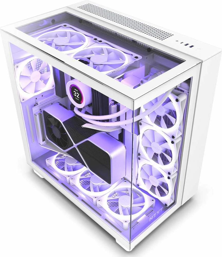 NZXT PC dėklas H9 Elite Midi bokštinis langas baltas