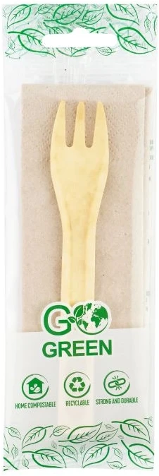 One Fitness Gogreen kompostuojamas pikniko rinkinys (šakutė, servetėlė) Go Žalias / 0,01kg