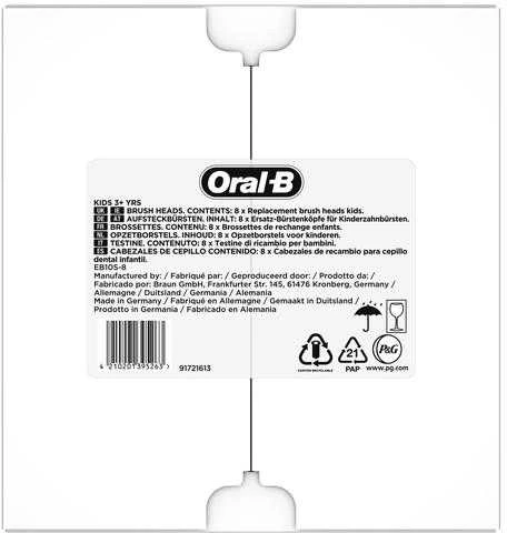Braun „Oral B“ vaikams užšaldytos pakaitinės dantų šepetėlio galvutės, 8 vnt.