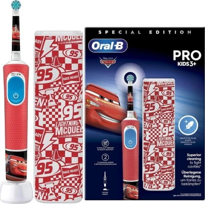 Elektrinis dantų šepetėlis vaikams Oral-B Vitality Pro 103  Kids 3+ Cars, su dėklu