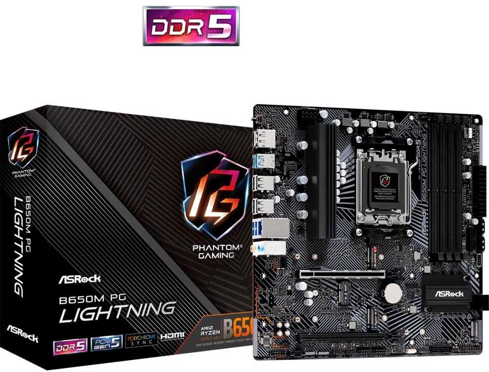 ASROCK B650M PG LIGHTNING AM5 mATX 4x DDR5 2.5G LAN