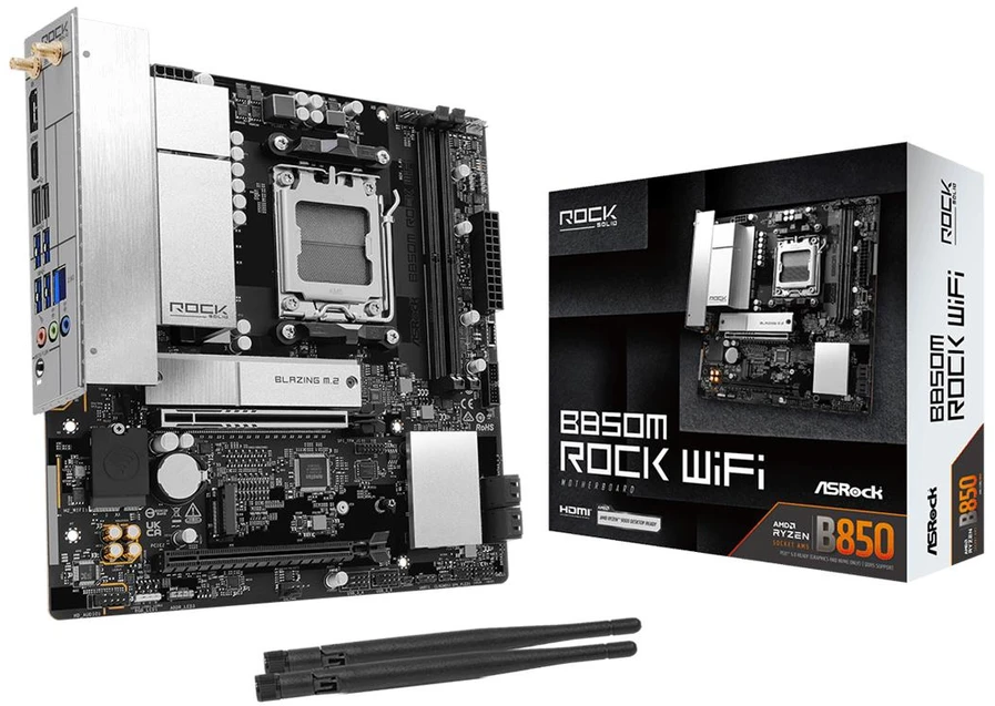 Pagrindinė plokštė ASRock MB Sc AM5 B850M ROCK WIFI, AMD B850, 4xDDR5, 1xDP, 1xHDMI, WiFi, mATX