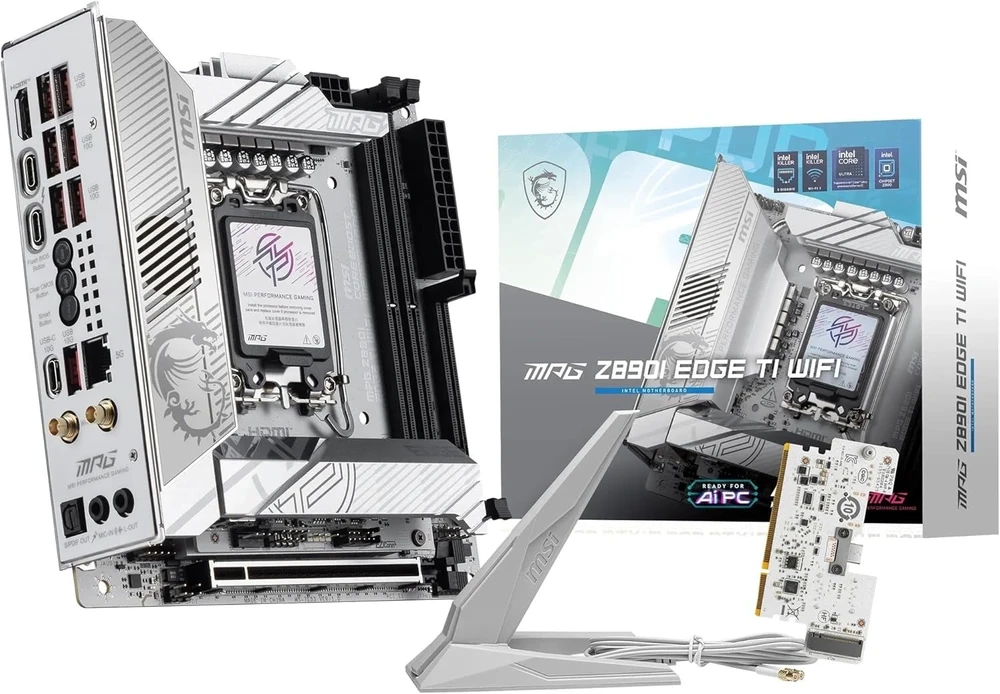 Pagrindinė plokštė MSI MPG Z890I EDGE TI WIFI | Procesorių šeima Intel | Procesoriaus lizdas LGA1851 | Palaikomos standžiojo disko sąsajos SATA, M.2 | SATA jungčių skaičius 2