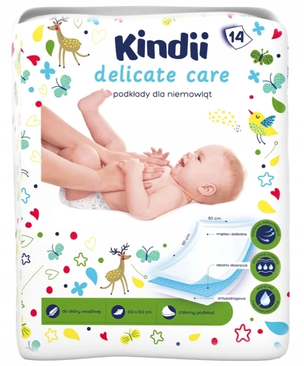 Kūdikių paklodės „Kindii Delicate Care“, 14 vnt., 60x60cm
