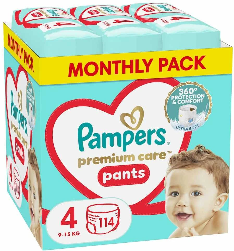 Sauskelnės-kelnaitės Pampers Premium Care, 4 dydis, 9–15 kg, 114 vnt.