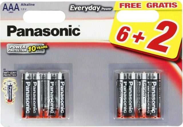 Panasonic AAA baterijos 6+2 pakuotė