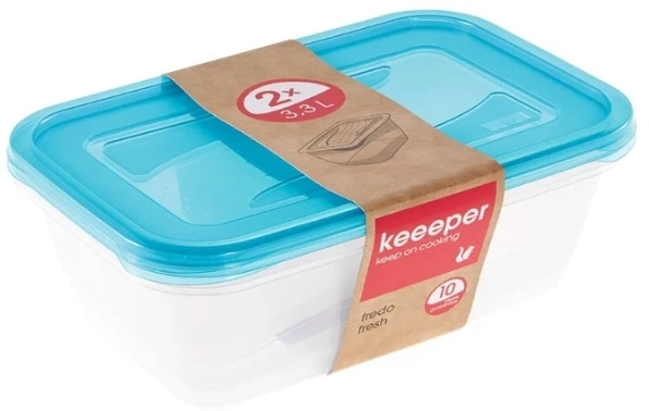 Stoneline Keeeper maisto konteinerių rinkinys, stačiakampis, 2x3,3 l, Fredo „Fresh“ skaidrus/šviesus mėlynas