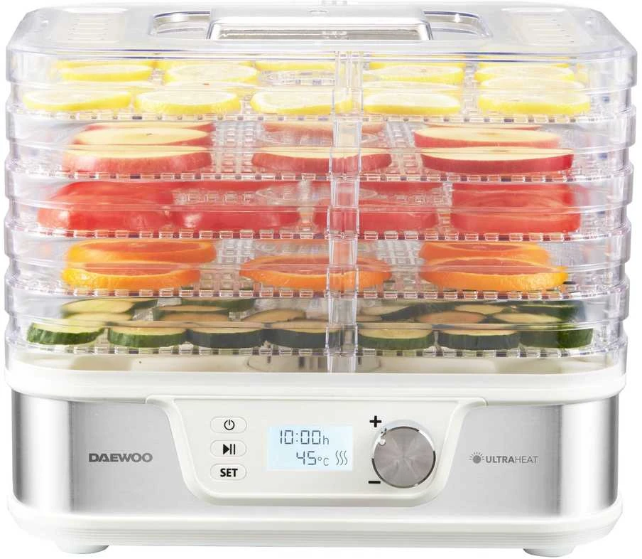 Maisto džiovyklė Daewoo DD 500S, 400 W, 5 padėklai, skaitmeninis ekranas, laikmatis, integruotas ven