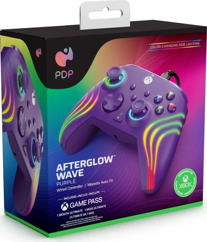 PDP Afterglow Wave Violetinės spalvos laidinis valdiklis skirtas XBOX Serijos X S & PC