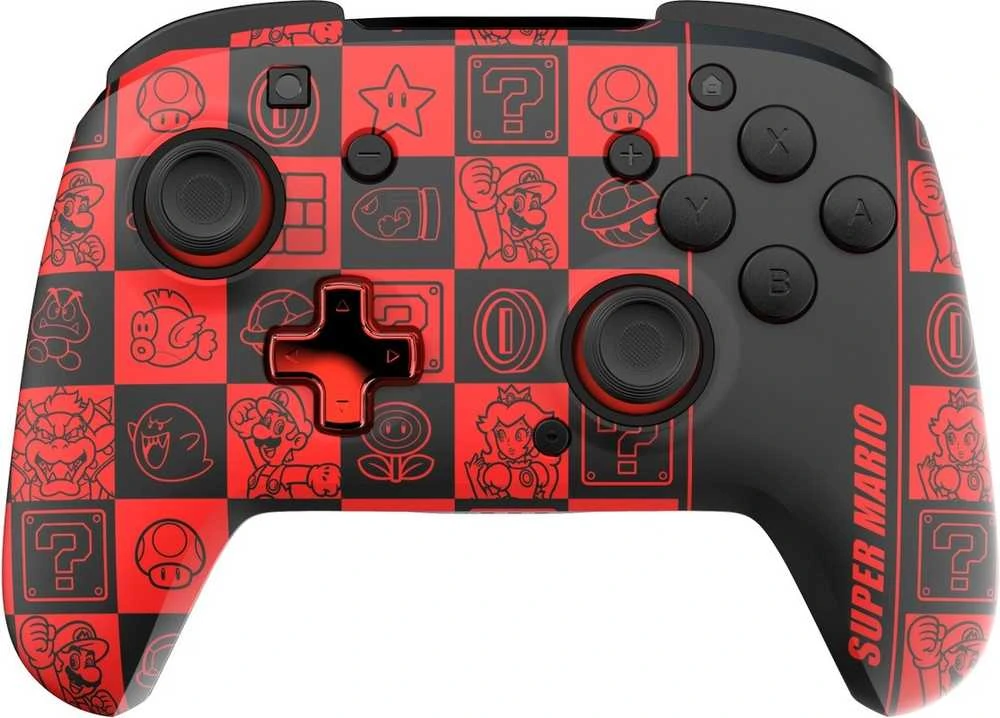 PDP REMATCH GLOW Belaidis valdiklis skirtas Nintendo Switch | Super Mario Icon | Juoda/Raudona