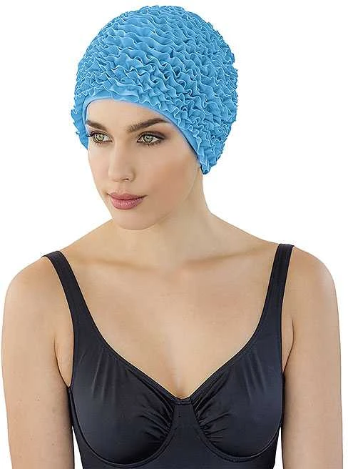 Blue Mėlyna Kepuraitė plauk. Frill Swim PE 3448 52 cyan mėlynas
