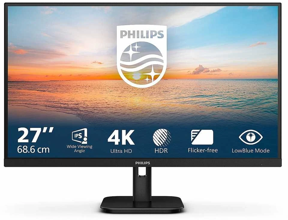 Monitorius „Mmd Monitors“ ekranai „PHILIPS 27E1N1800A/00“, 27 colių, 4K UHD IPS, 60 Hz, 350 cd/m2, 4 ms, 2xHDMI2.0, DP garsiakalbiai