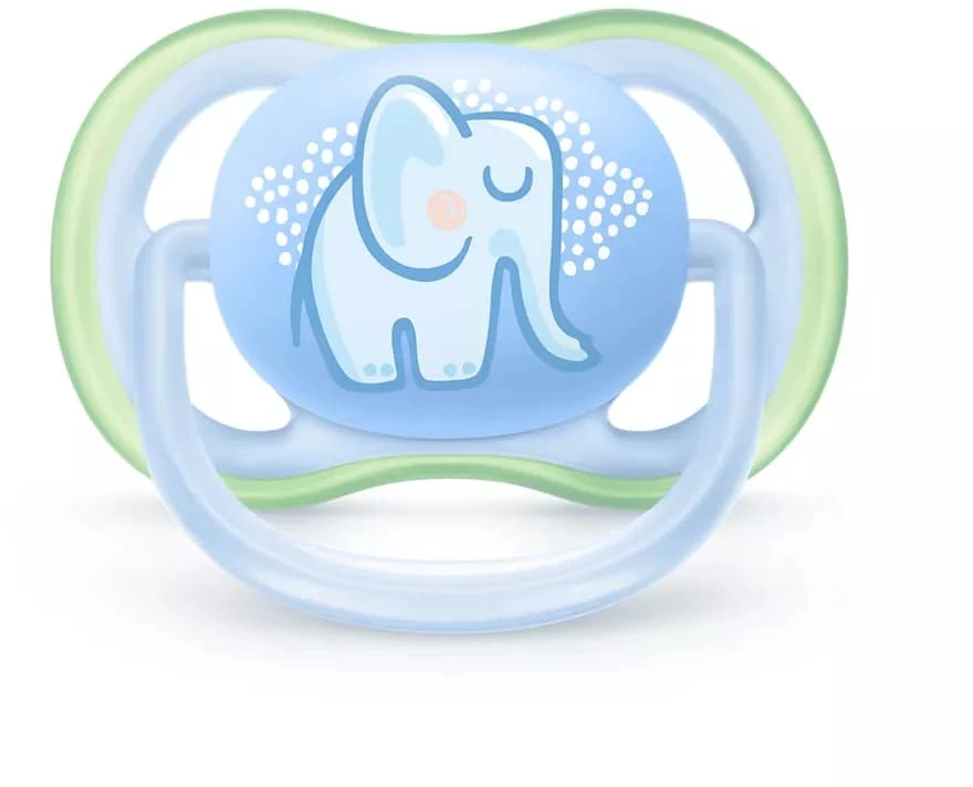 Philips Avent čiulptukas Ultra Air Deco mėlynas elephant 0-6M (1 gab) boy SCF086/01