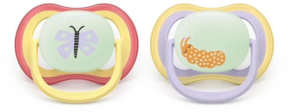 Čiulptukų rinkinys Philips Avent, 0–6 mėn., 2 vnt., drugelio ir vikšro motyvas