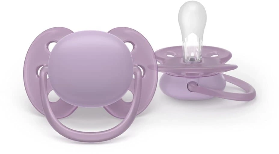 Kūdikių čiulptukai Ultra Soft 6–18 mėn. violetinis ir rožinis (2 vnt.) Philips Avent