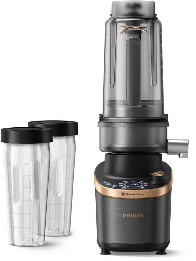 Philips Flip&Juice™ Didelio greičio maišytuvas su sulčiaspaudės moduliu HR3770/10, Juodas