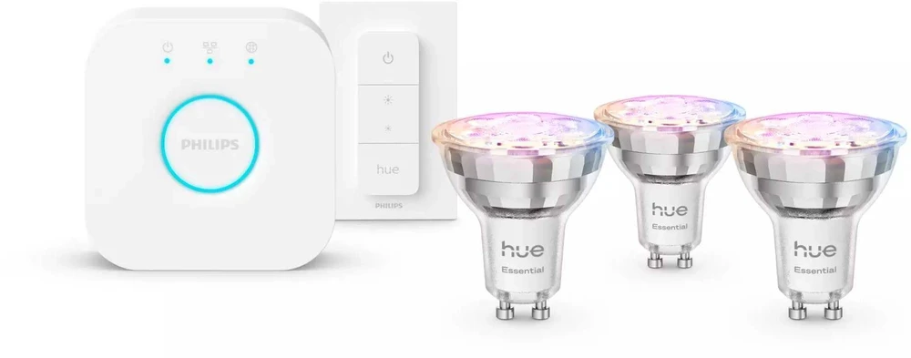 Rinkinys Philips HUE E WCA 345 GU10 | 4.7 W | 16 milijonų spalvų (3vnt. + šakotuvas + jungiklis)