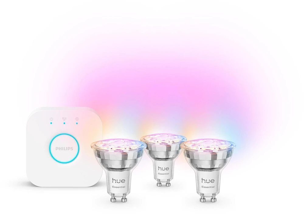 Philps Hue White and Colour Ambiance lempučių rinkinys (3x GU10 lemputės, valdymo blokas)
