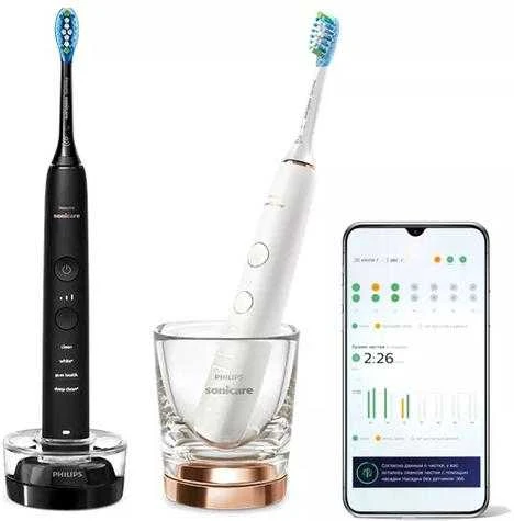Elektriniai dantų šepetėliai Philips Sonicare DiamondClean 9000, HX9914/57, 2 vnt. (juodas ir baltas)