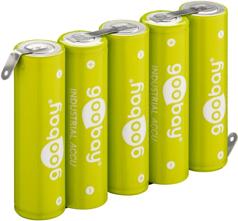Wentronic Goobay 5x AA Mignon - 2100 mAh Grün - Lötfahne Z Nickel-Metallhydrid Akku - Rechargable Baterija - Mignon (AA)