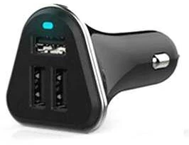 Automobilinis Įkroviklis - Platinet 3×USB 5,2 A Su Laidu, Juodas