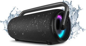 Portable speaker SVEN PS-395, juodas, power output 80W (RMS), TWS, Bluetooth, RGB backlight, Atsparus vandeniui (IPx5), USB, Baterija life – iki 20 hours