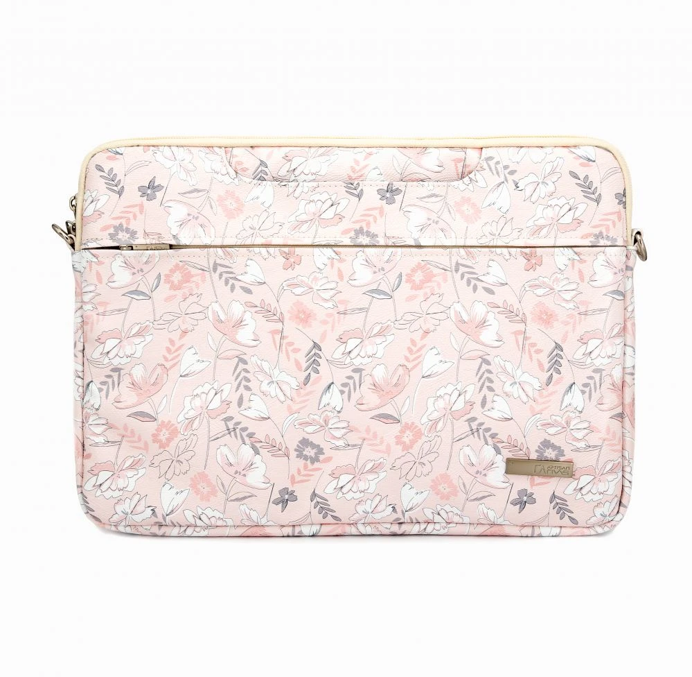 Krepšys iLike krepšys nešiojamam kompiuteriui 13-14 Inches Fabric Nešiojamas kompiuteris Bag With Strap Flower Rožinė ILIUN13LBFP