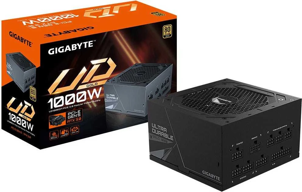 „GIGABYTE UD1000GM PG5 V2“ maitinimo blokas – PCIe Gen 5.1, 80 PLUS Gold, pilnai modulinis dizainas, 120 mm ventiliatorius, suderinamas su ATX 3.1, ES kištukas