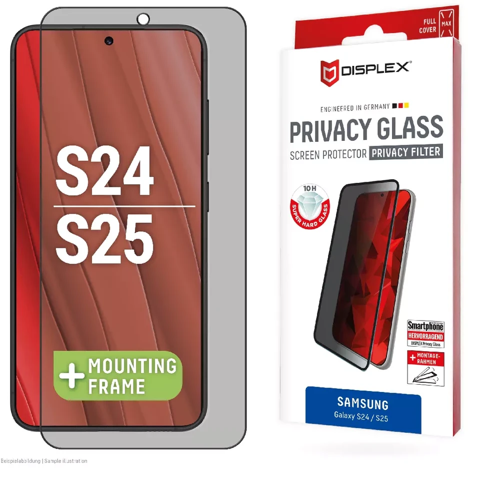 „Displex Juodas“ – „Samsung Galaxy S24/S25“ viso ekrano apsauginis 3D stiklas