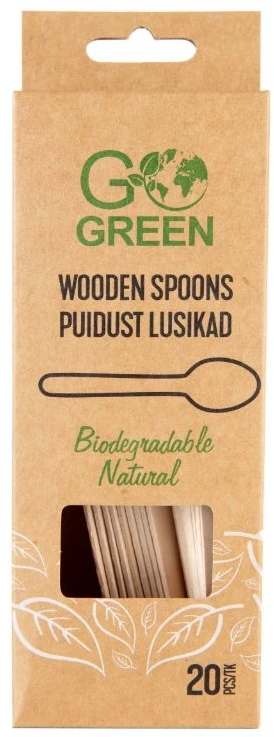 Pro Logic Gogreen Mediniai šaukštai Go Žalias 20 vnt./0,07kg