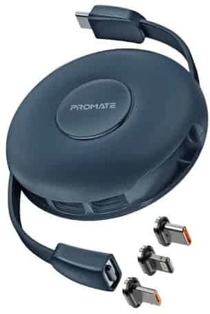PROMATE Quiver sulankstomas magnetinis laidas USB-C į USB-C / Lightning / microUSB / 1m ID