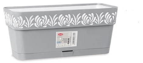 Lumarko Stefanplast Vazonas OPERA GAIA lovelis su vand. rez. 2,75 L 30x13x12 cm pilka sp. 88701 STEF