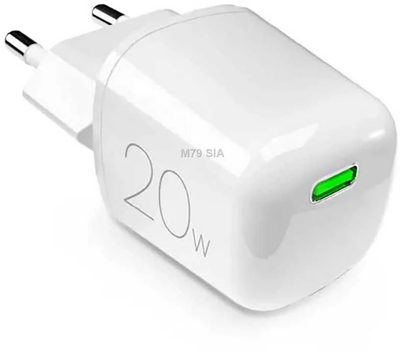 Puro Elektrik Puro 20W GaN USB-C laidinis įkroviklis – baltos spalvos
