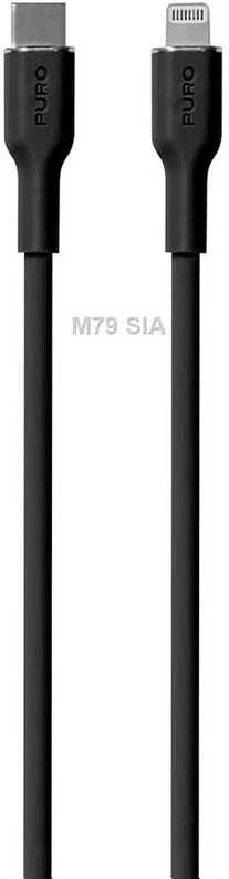 Kabelis Puro Soft USB-C/Lightning 1,5m, juodas