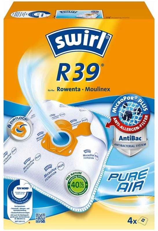 Dulkių siurblio maišeliai Swirl® R 39 MicroPor® Plus Žalias, 4 vnt.