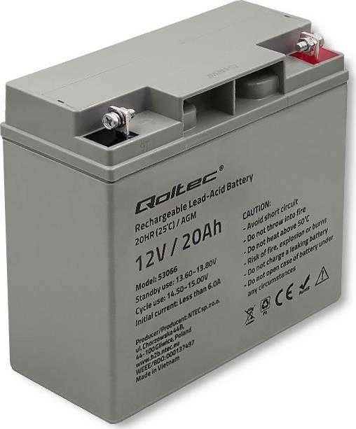QOLTEC 53066 AGM baterija 12V 20Ah maks. 300A