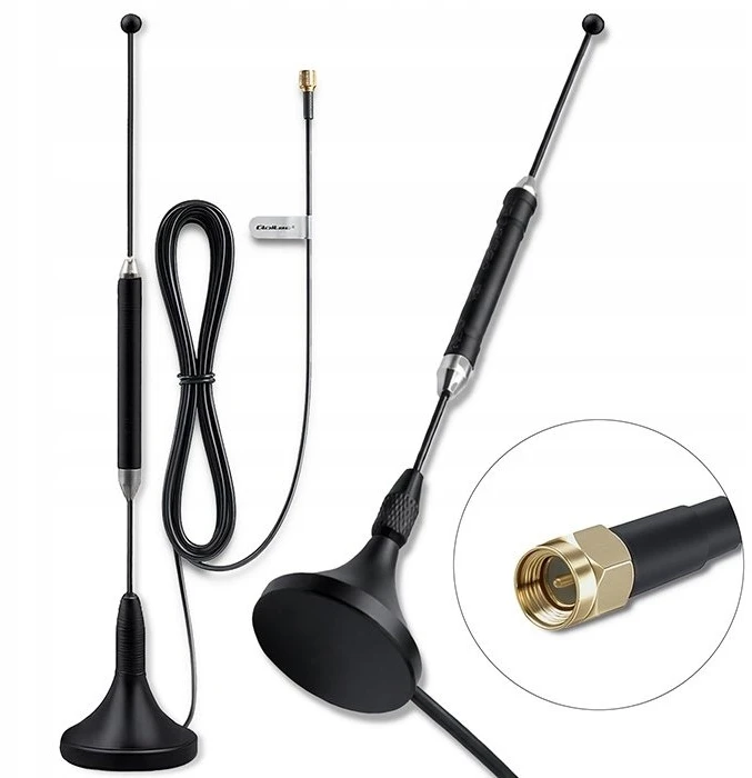 4G LTE 600-2700MHz antena su magnetiniu pagrindu - 5dBi - SMA - vidinė - Qoltec 57059