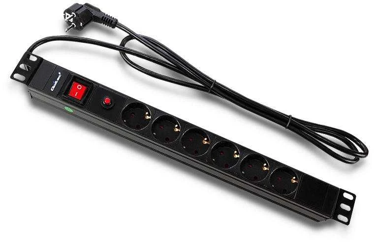 QOLTEC 53993 Apsauga nuo viršįtampių CB Qoltec skirta RACK 19 16A 1U PDU 6xSCHUKO 2m