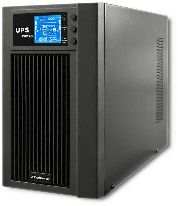 Qoltec Nepertraukiamo maitinimo šaltinis On-line 3KVA 2.4kW LCD USB