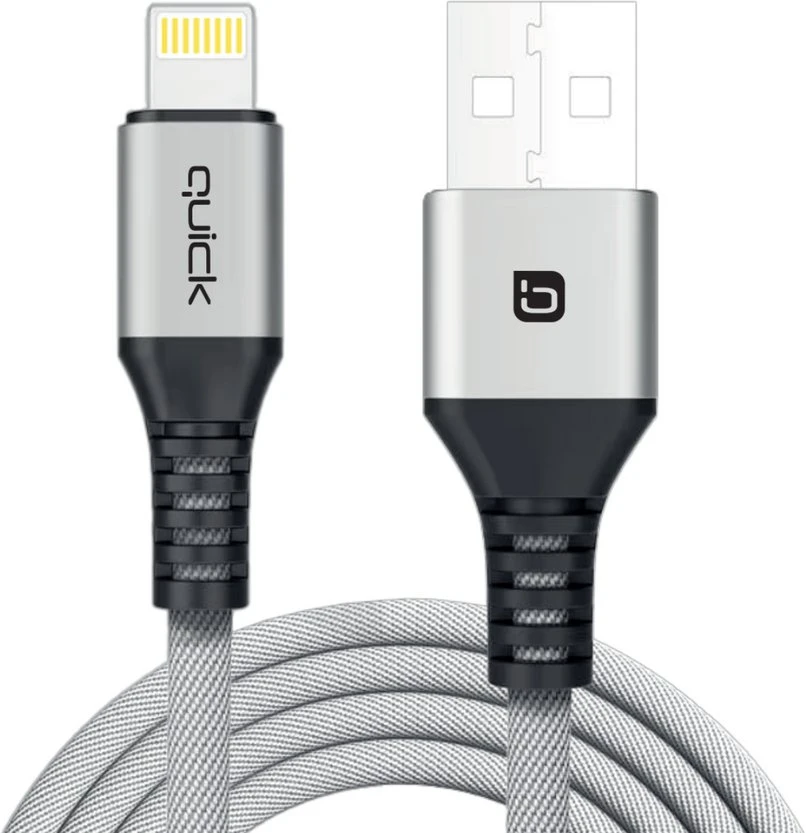 USB kabelis Quick USB-A - Lightning 1,5 m pilkas (4752168141250)