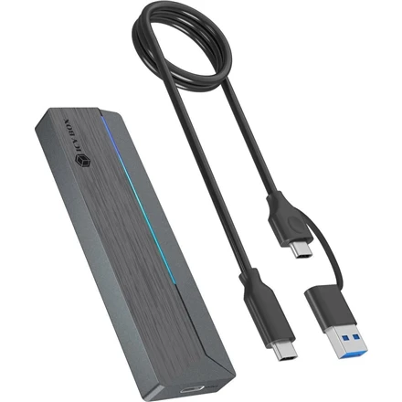 „Raidsonic Icy Box M.2 SATA/NVMe SSD“ korpusas su USB 3.2 Gen 2 Type-C ir RGB apšvietimu | Garantija IB-1826MCL-CU31 mėn.