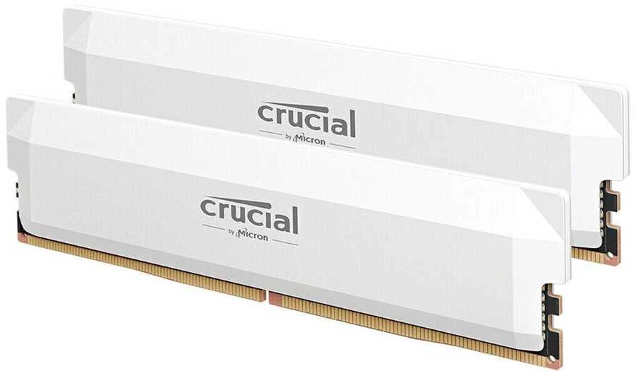 Dvi baltos DDR5 RAM atminties plokštelės Crucial Pro