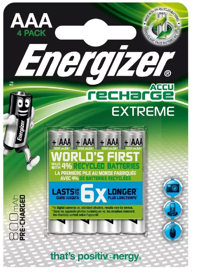 Įkraunami Elementai Energizer Extreme 800 mAh AAA HR3 1.2V 4Vnt