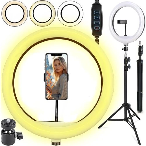 Retoo RTO Žiedinė lempa led selfie ring statyw pilot + telefono laikiklis 210cm