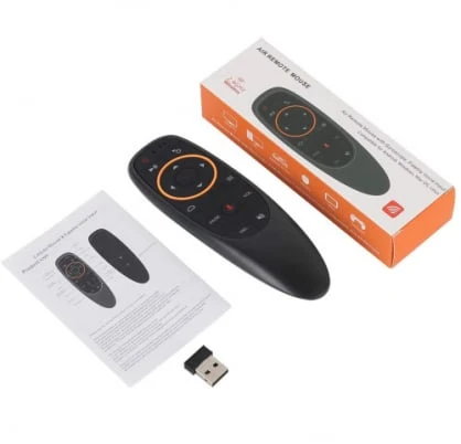 „Riff G10s“ universalus išmanusis televizorius – kompiuteris – „Android TV“ belaidis / IR nuotolinis balso asistentas ir juodas giroskopas