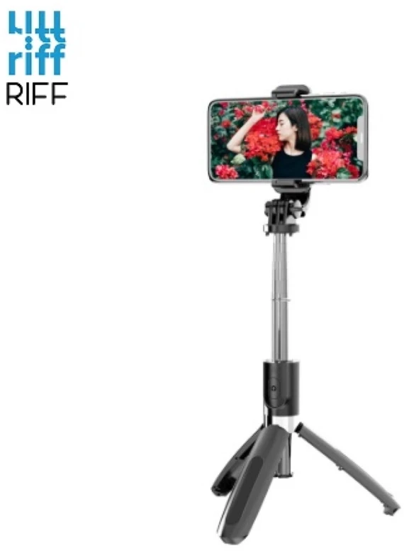 Riff L02 Universali belaidė asmenukių lazda (išplėsta 100 cm) su trikoju / užrakto mygtuku juoda