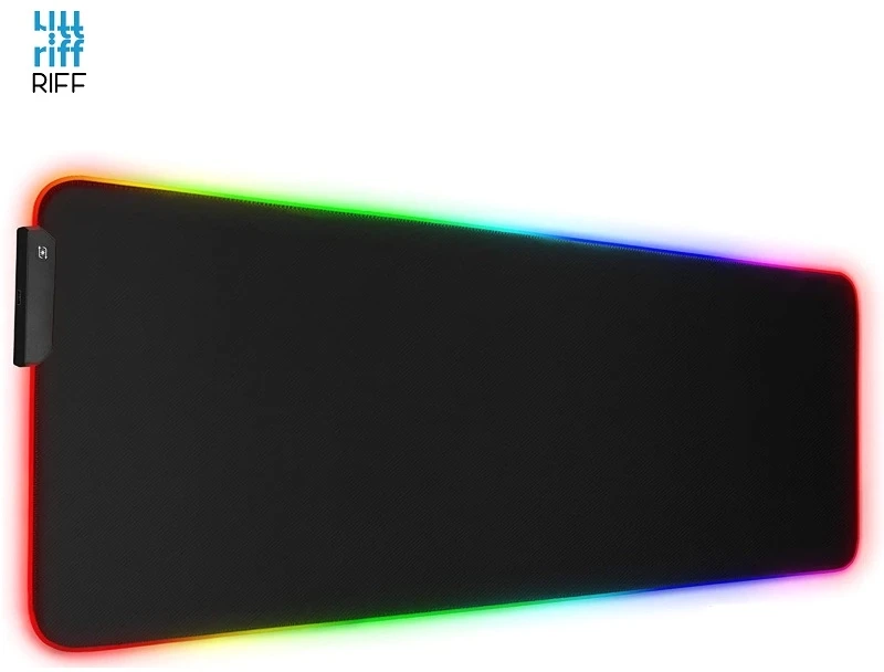 Riff RGB-01 guminis audinys žaidimų pelės kilimėlis su USB RGB spalvotu LED rėmeliu (80x30cm) juodas